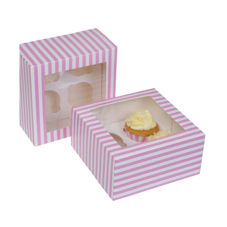 4er Cupcake Schachteln Circus Pink gestreift, 2 Stück – Für Süsse Cupcakes und Leckereien 4er Cupcake Schachteln Circus Pink gestreift, 2 Stück – Für Süsse Cupcakes und Leckereien