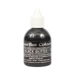 Sugarflair Airbrush Farbe Glitzer Schwarz - Black Glitter, 60ml