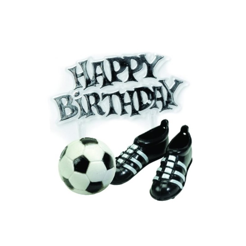 Anniversary House Football Boots Cake Topper with Happy Birthday Motto