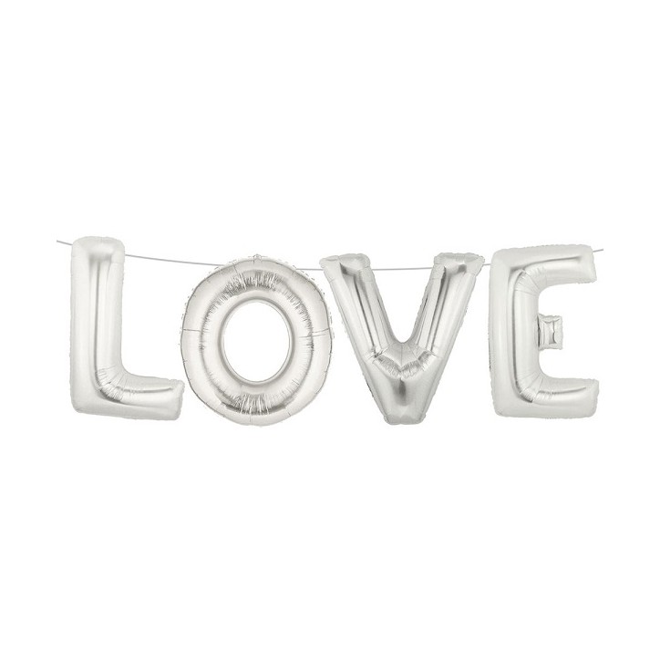 Talking Tables LOVE Foil Balloons Silver - Stylish Party Decorations