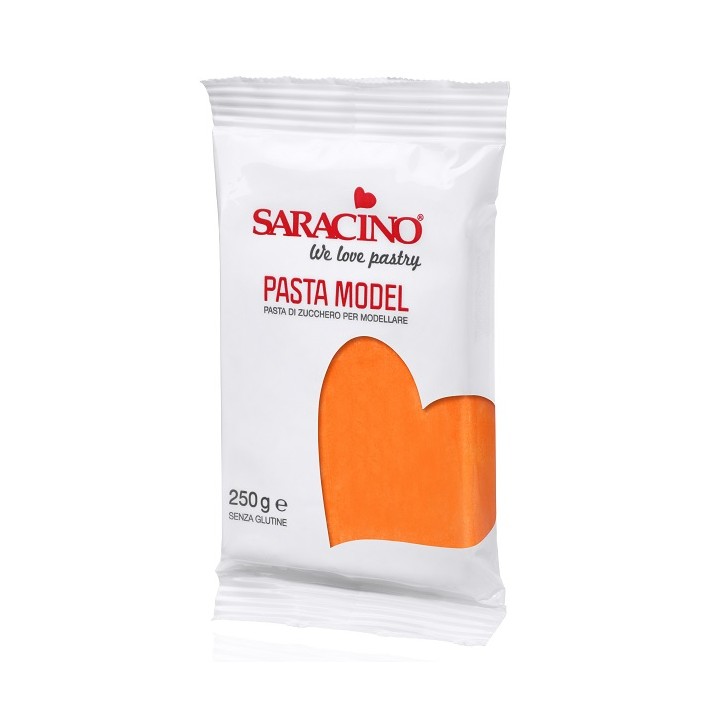Saracino Orange Modeling Paste – 250g Gluten-Free Sugar Paste for Cake Decorations