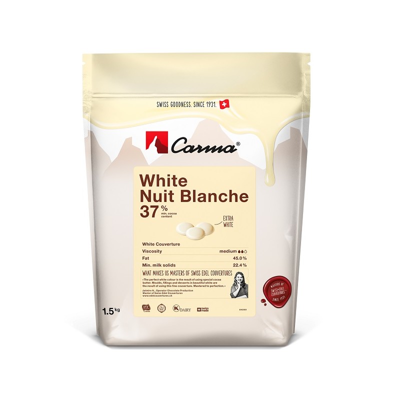 Carma White Nuit Blanche Chocolate Couverture 37%, 1500g