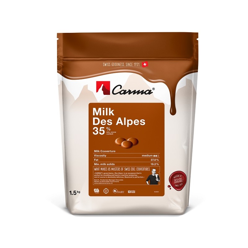 Carma Milk Chocolate Des Alpes Couverture 35%, 1500g