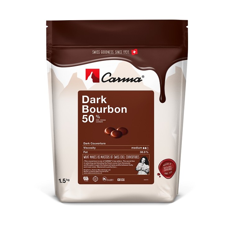 Carma Dark Bourbon Couverture Drops 50% – 1.5kg Bag Dark Couverture Carma Dark Bourbon Couverture Drops 50% – 1.5kg Bag Dark Couverture
