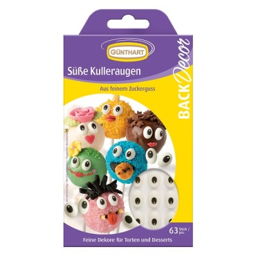 Günthart Small Oval Sugar Eyes – 63 Edible Eyes for Fun Cakes