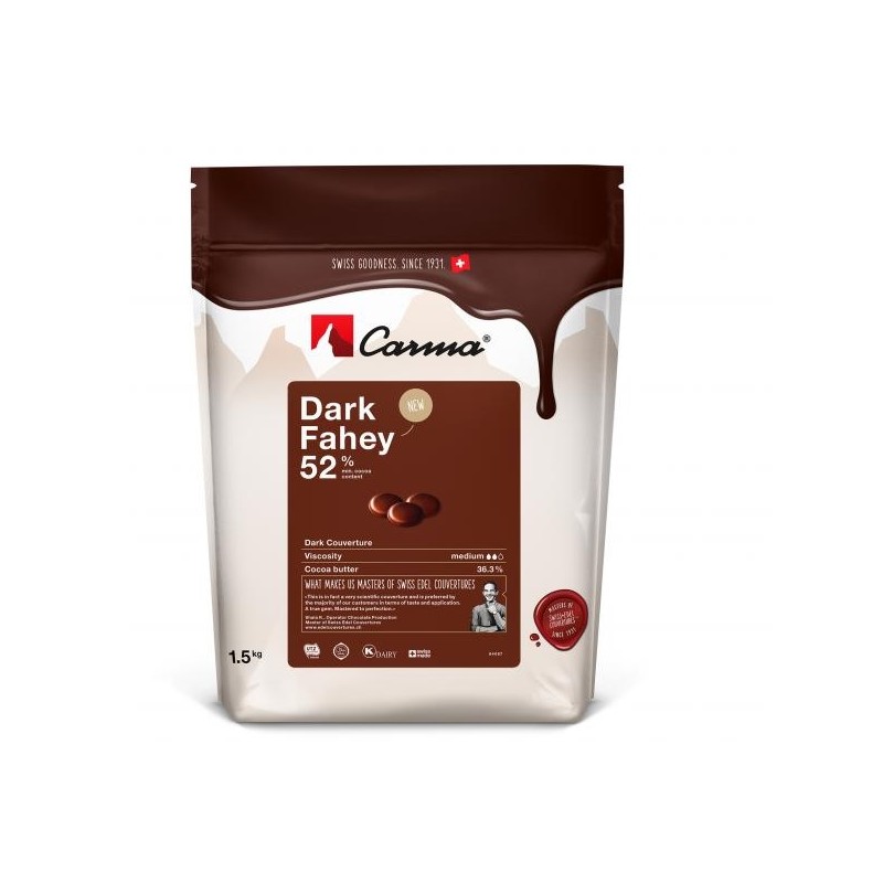 Carma Kuvertüre Tropfen Dunkel Dark Fahey 52%, 1500g