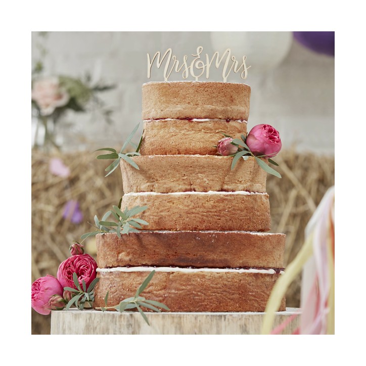 Mrs & Mrs Wooden Cake Topper – Ginger Ray Same-Sex Wedding Cake Decoration