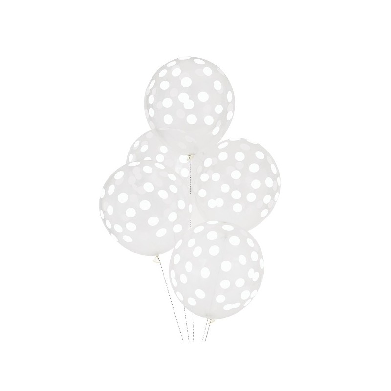 Balloons Dots White, 5 pcs