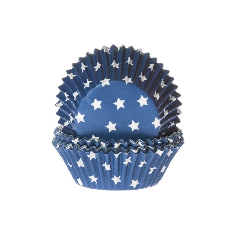 House of Marie Cupcake Förmchen Stars Blau, 50 Stück
