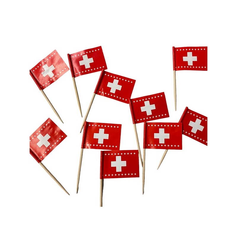 Swiss Flag Toothpick Topper, 30 pcs