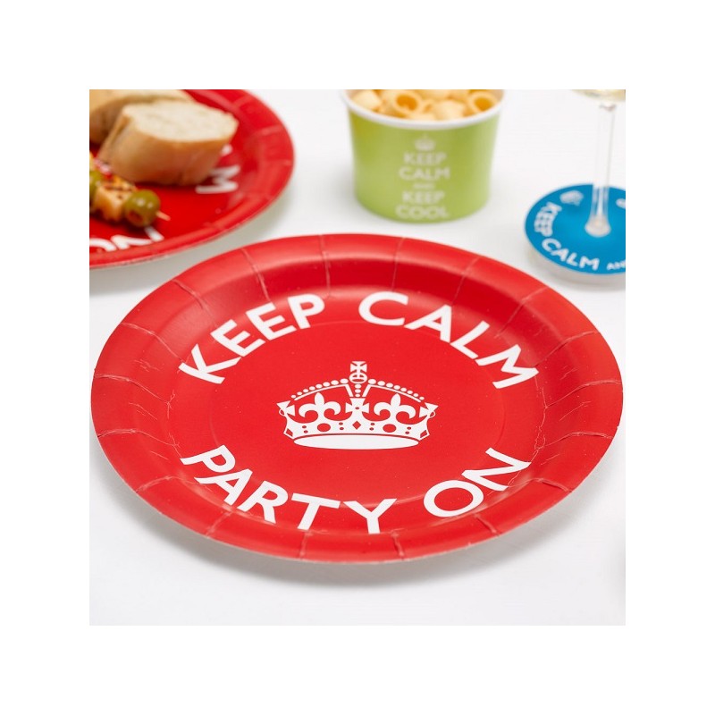 Keep Calm - Party on Teller, 8 Stück
