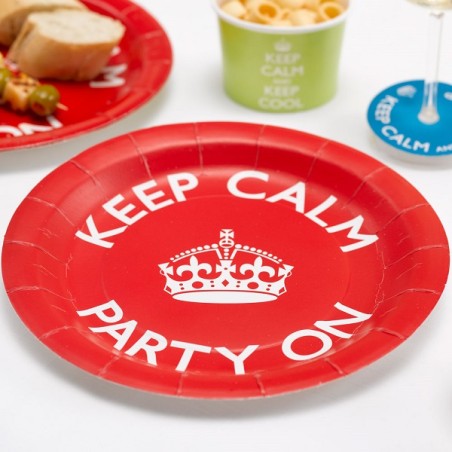 Keep Calm Paper Plates Red