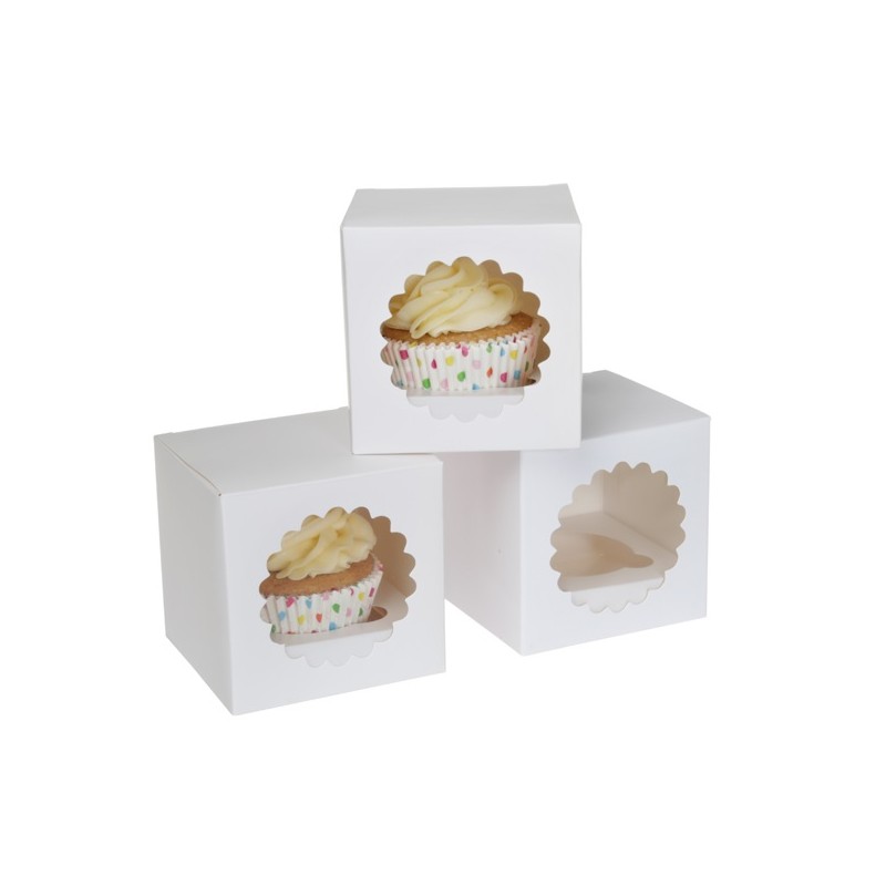 House of Marie Single Cupcake Box white, 3pcs