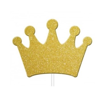 Gold Glitter Princess Crown Cupcake Toppers M557