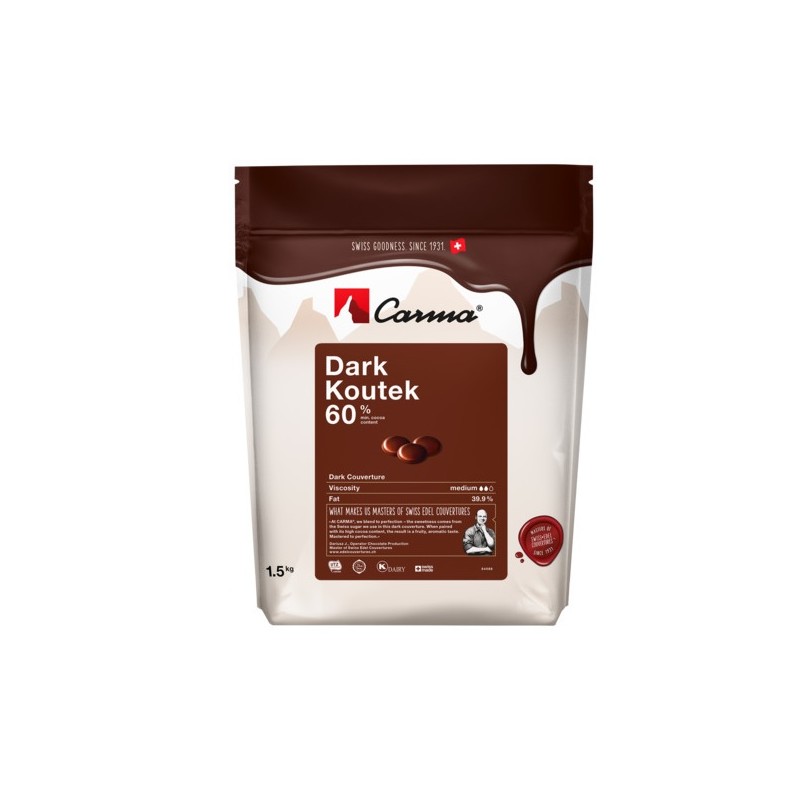 Carma Dark Chocolate Dark Koutek Couverture 60%, 1500g