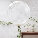 Ginger Ray 90cm Large White Confetti Balloons, 3 pcs