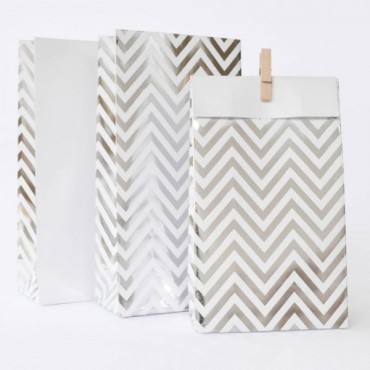 01001274 Partytaschen Silber Chevron