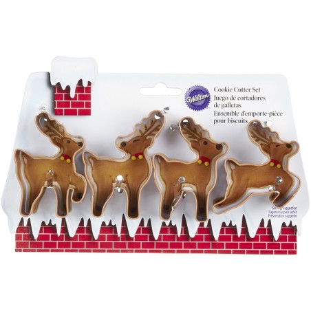 Wilton Prancing Reindeer Cookie Cutter Set, 4 pcs
