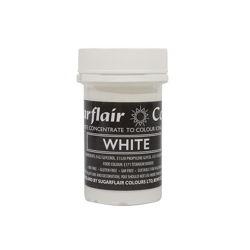 Sugarflair Lebensmittelfarbe Paste Pastell Weiss - White, 25g