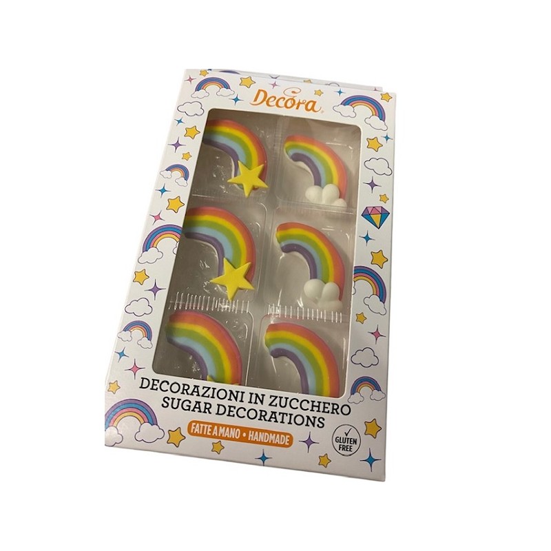 Decora Rainbow Sugar Pipings, 6 pcs