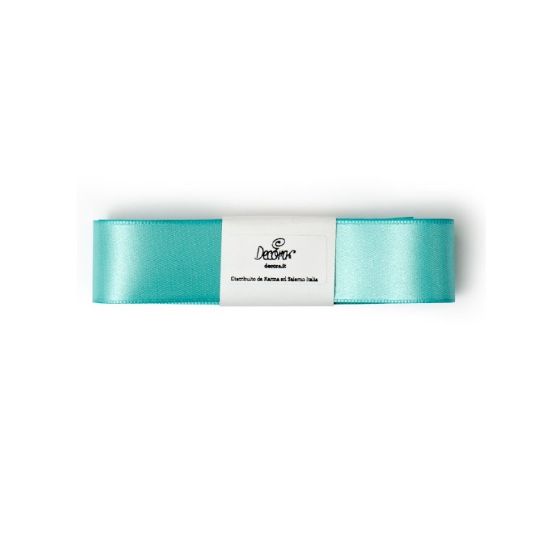 Decora Double Satin Ribbon Teal Blue, 25mm x 3m