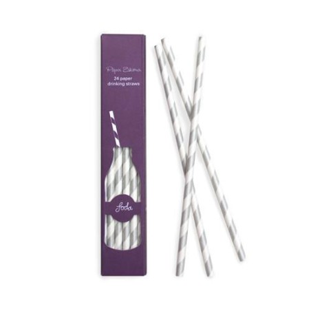 Paper Drinking Straws Silver striped