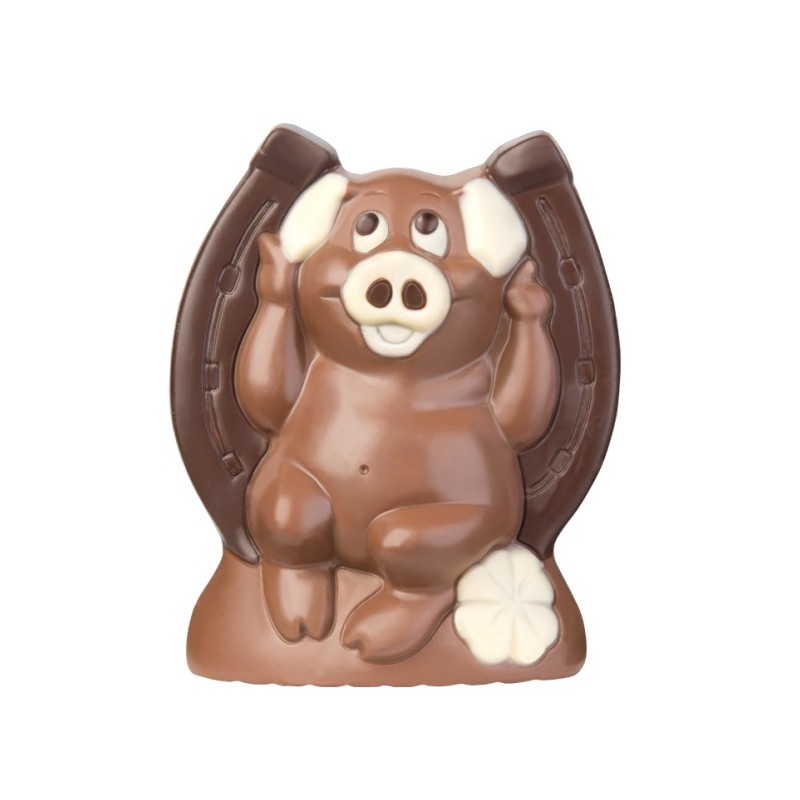 Double Lucky Pig on Horseshoe Chocolate Mould, 120mm