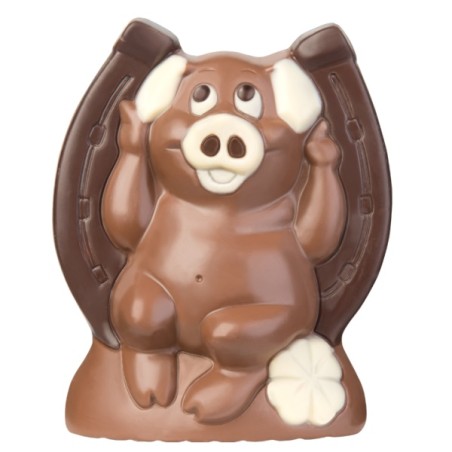 Lucky Charm Chocolate Mould Pig on horseshoe