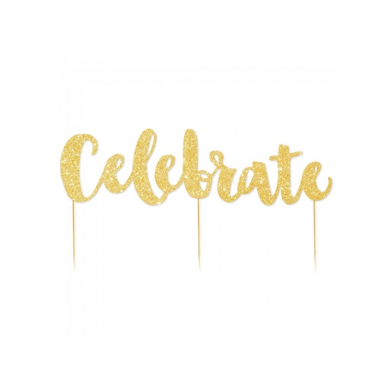 Celebrate Cake Topper Gold