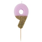 Talking Tables Number 9 Birthday Candle Pink Glamour, 7.5cm