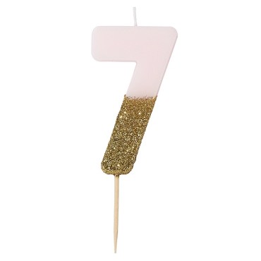 Gold Glamour Birthday Candle Pink Number 7