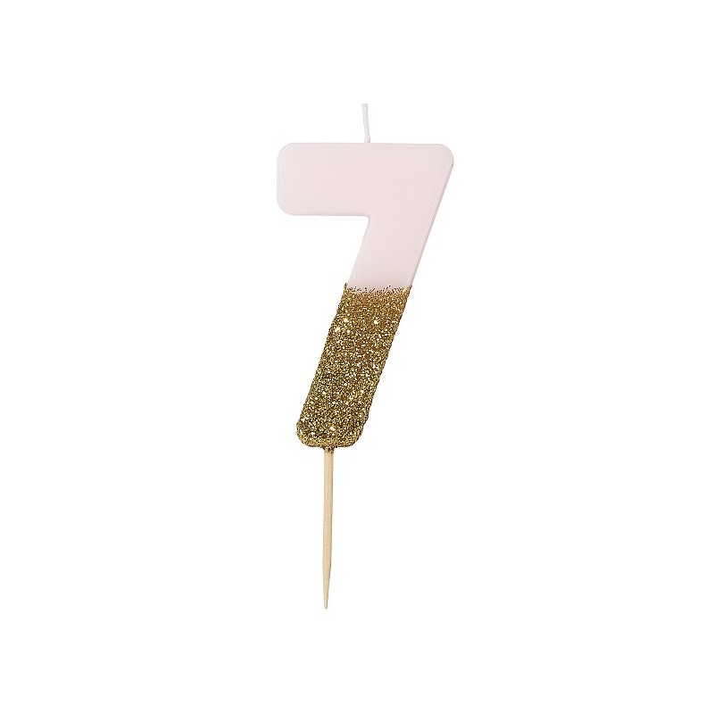 Talking Tables Number 7 Birthday Candle Pink Glamour, 7.5cm