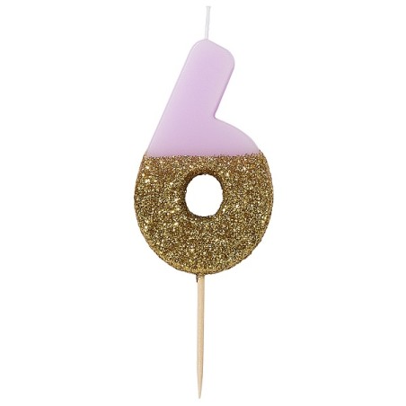 gold dipped Number 6 Birthday Candle