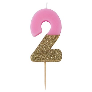 Pink Glamour Number 2 Birthday Candle