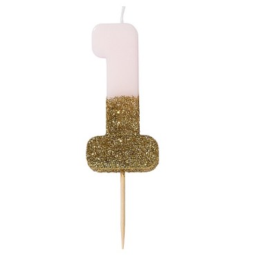 Pink Glamour Number 1 Birthday Candle