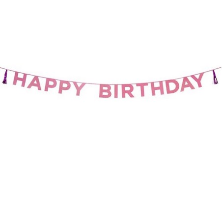 Pink Glitter Happy Birthday Ribbon Banner