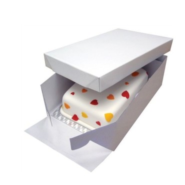 38x27cm PME Oblong Cakebox white with 3mm Cake Board