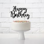 PartyDeco Black Happy Birthday Cake Topper