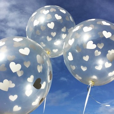 30cm White Heart Balloons