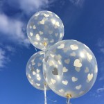 PartyDeco Crystal Clear Balloons Hearts White, 6 pcs