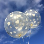 PartyDeco Crystal Clear Balloons Hearts White, 6 pcs