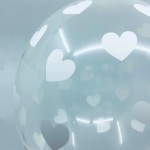 PartyDeco Crystal Clear Balloons Hearts White, 6 pcs