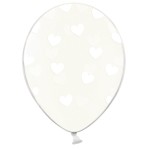 PartyDeco Crystal Clear Balloons Hearts White, 6 pcs