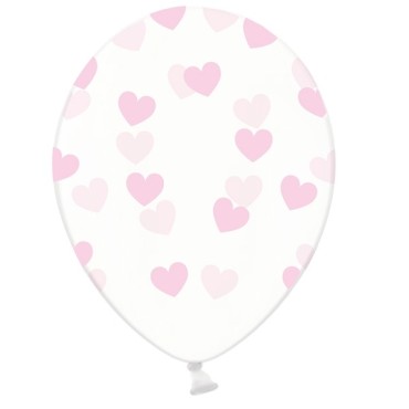 Heart Printed Baby Pink Balloons Crystal Clear