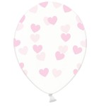 PartyDeco Crystal Clear Balloons Hearts Pink, 6 pcs