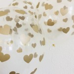 PartyDeco Crystal Clear Balloons Hearts Gold, 6 pcs