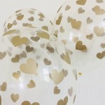 PartyDeco Luftballons transparent mit Goldenen Herzen, 6 Stück