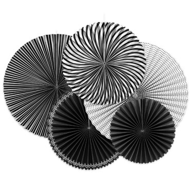 Paper Fan Mix Black & White 5 pcs