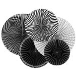 PartyDeco Black & White Decorative Rosettes, 5 pcs