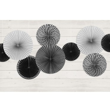 Paper Fan Mix Black & White 5 pcs